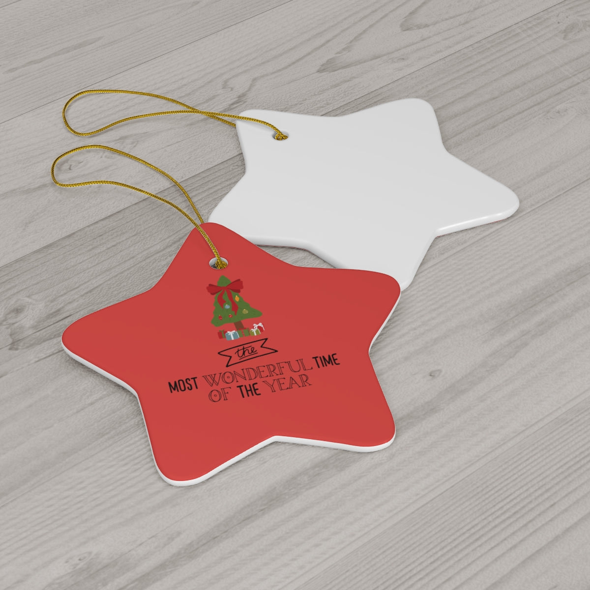 Meraki Paper - Ceramic Holiday Ornament - Most Wonderful Time of the Year - Heart - Back View