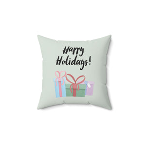 Polyester Square Holiday Pillowcase - Happy Holidays & Presents