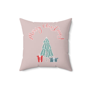 Polyester Square Holiday Pillowcase - Merry Christmas Tree