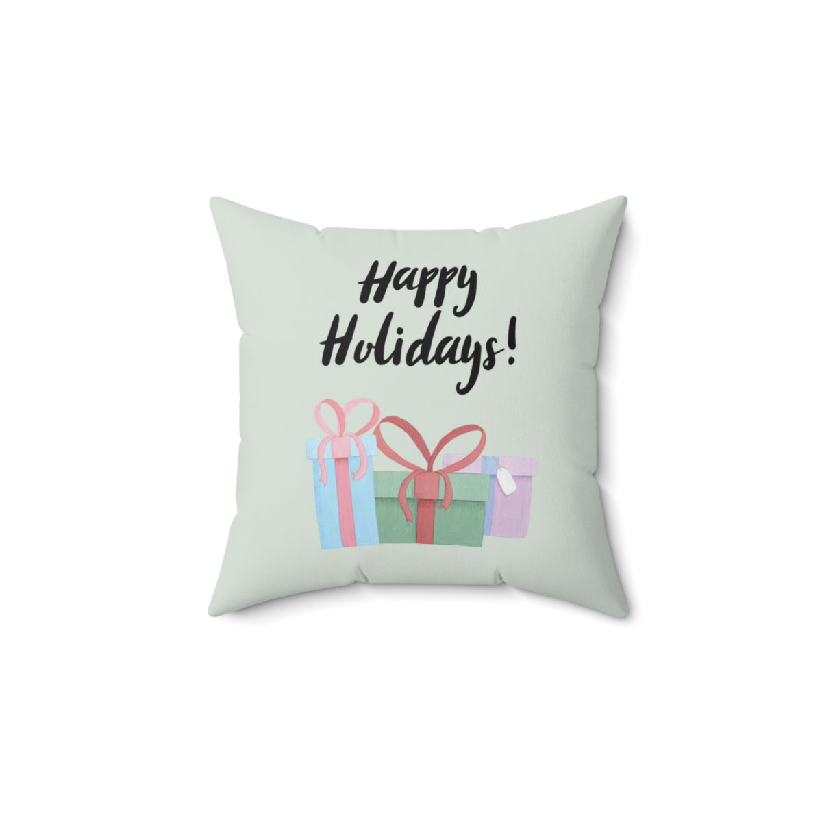 Polyester Square Holiday Pillowcase - Happy Holidays & Presents