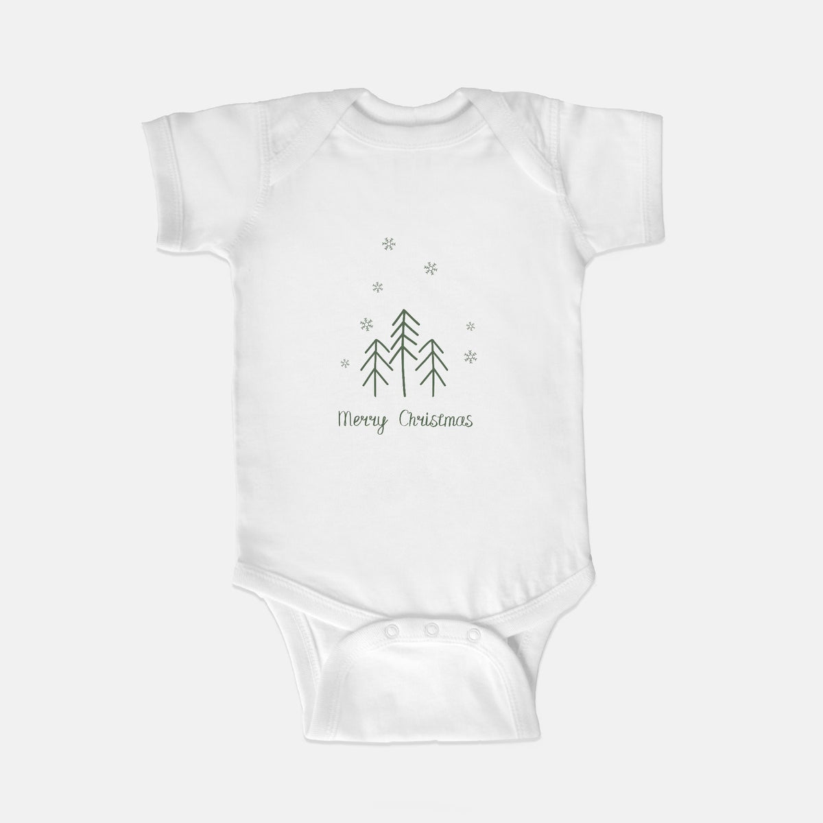 White Baby One-Piece - Merry Christmas Trees
