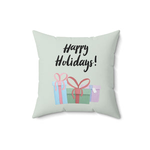 Polyester Square Holiday Pillowcase - Happy Holidays & Presents