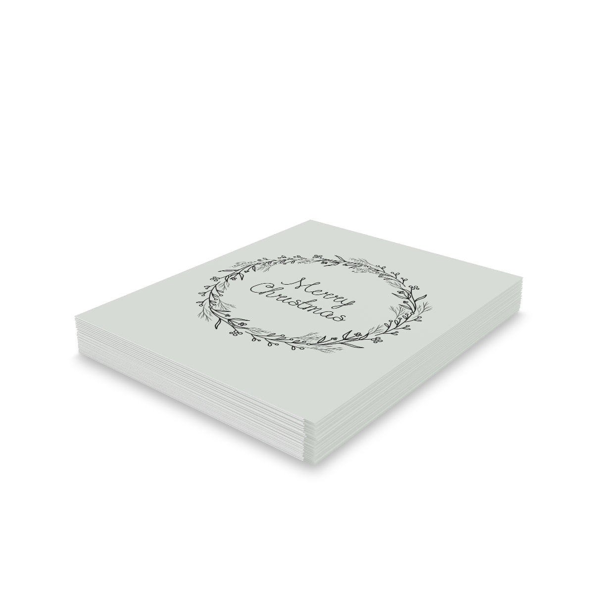 Holiday Greeting Cards - Black Merry Christmas Wreath