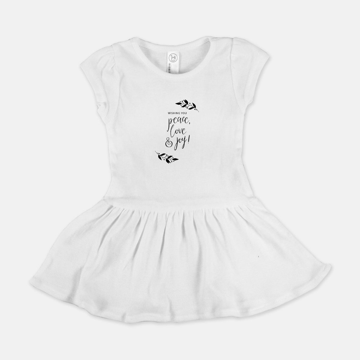 White Baby Rib Dress - Peace, Love &amp; Joy