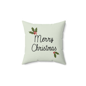 Polyester Square Holiday Pillowcase - Holly Merry Christmas