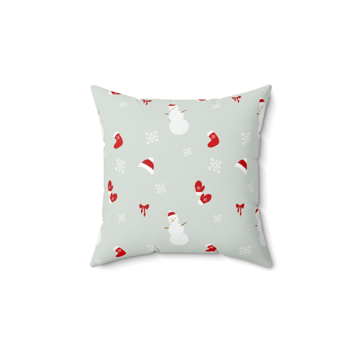 Polyester Square Holiday Pillowcase - Snowman & Snowflakes
