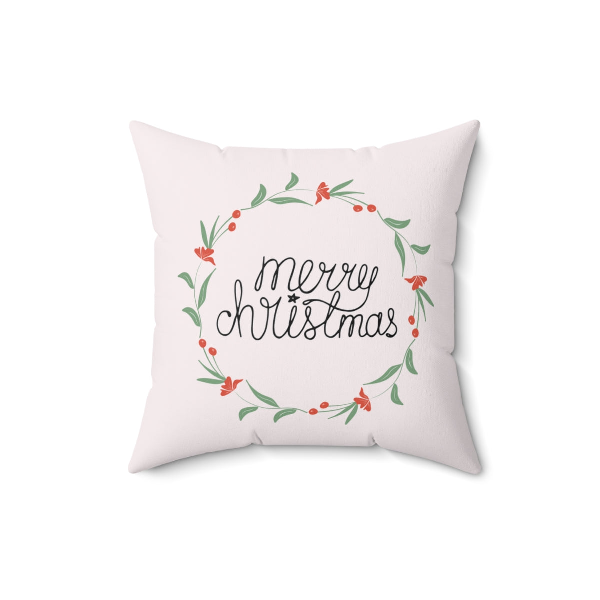 Polyester Square Holiday Pillowcase - Colorful Wreath