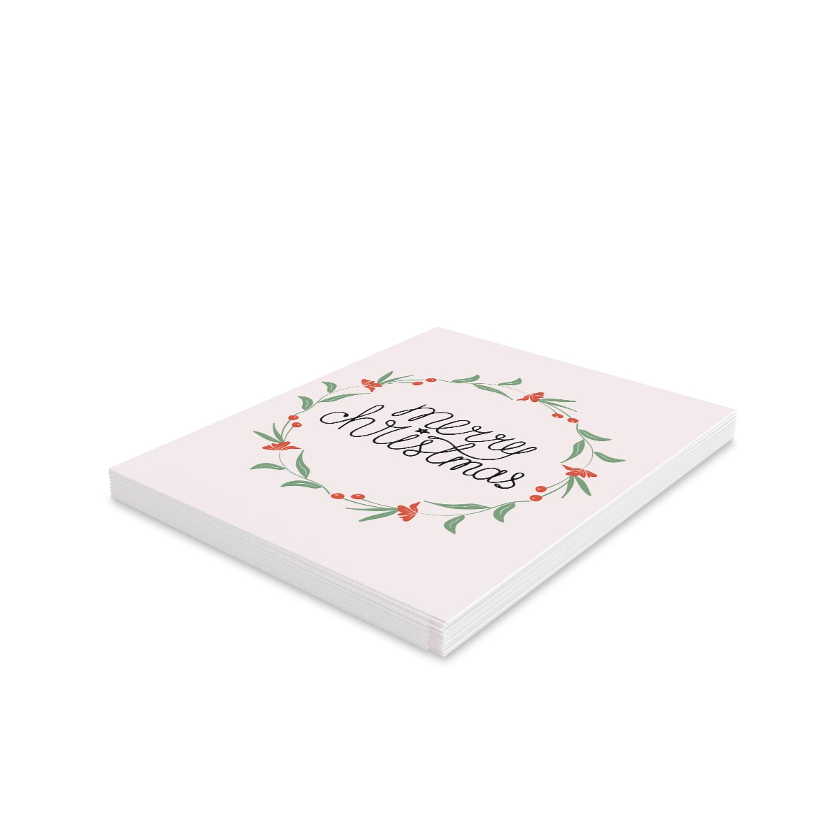 Holiday Greeting Cards - Colorful Merry Christmas Wreath