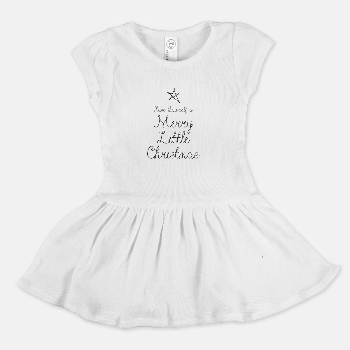 White Toddler Rib Dress - Merry Little Christmas