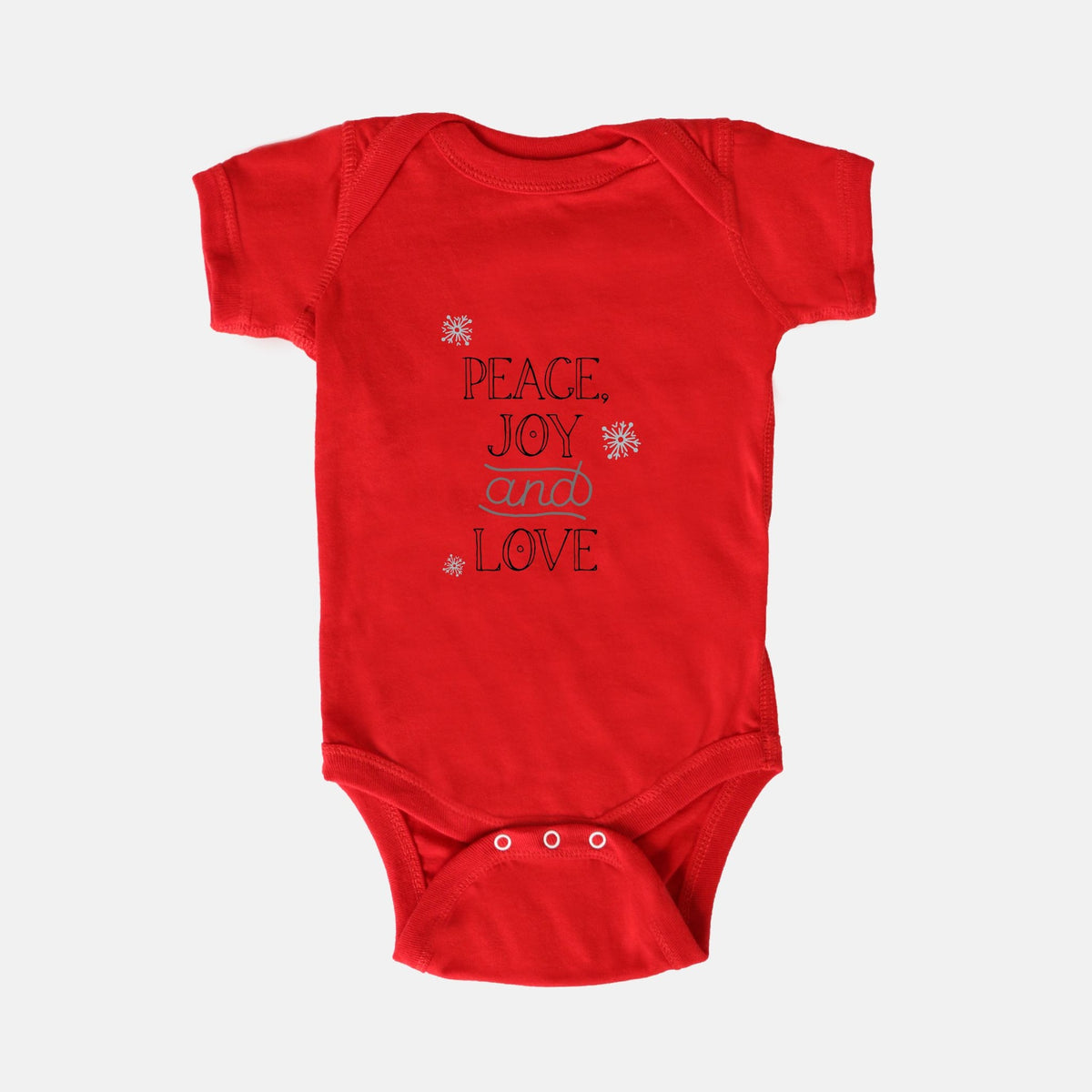 Red Baby One-Piece - Peace, Joy &amp; Love