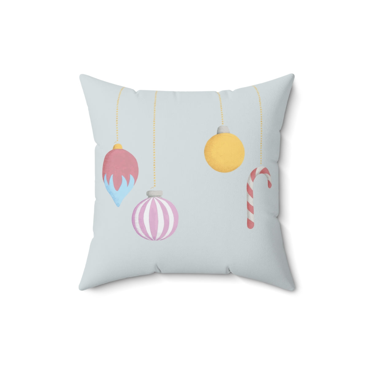 Polyester Square Holiday Pillowcase - Christmas Ornaments