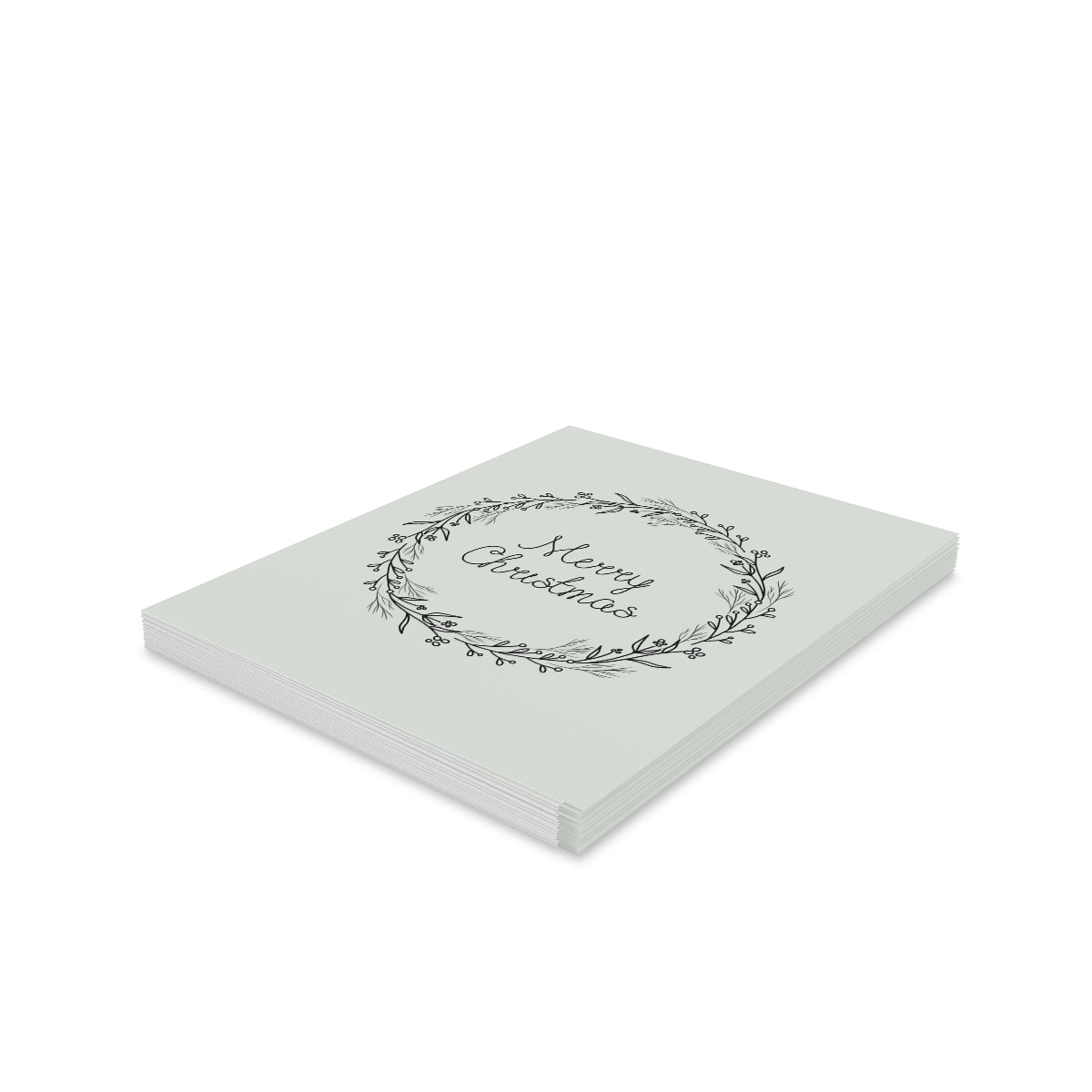 Holiday Greeting Cards - Black Merry Christmas Wreath